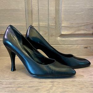 Maripe Women's Black Leather Pointed Toe Pump Stiletto Heels Shoes 6M